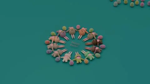 "Easter Bunnies in a Ring Stock Illustration