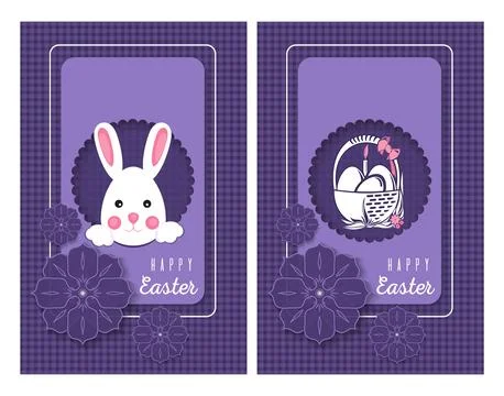 Easter bunny and a basket with Easter eggs Stock Illustration