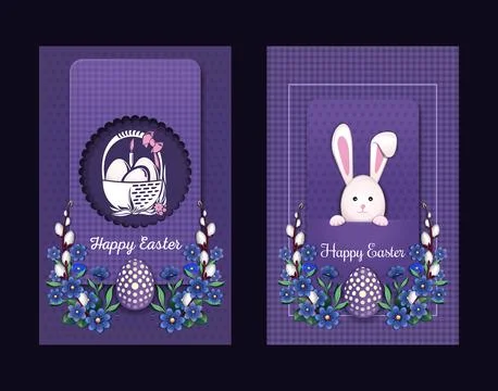 Easter bunny and a basket with Easter eggs Stock Illustration