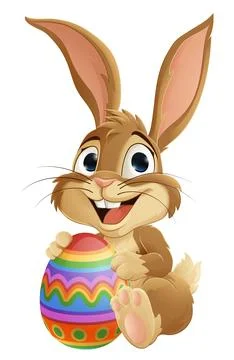 Easter Bunny and Chocolate Egg Rabbit Cartoon Stock Illustration