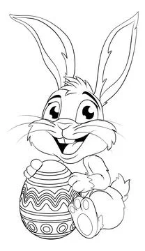 Easter Bunny and Chocolate Egg Rabbit Cartoon Stock Illustration