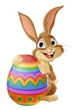 Easter Bunny and Chocolate Egg Rabbit Cartoon Stock Illustration