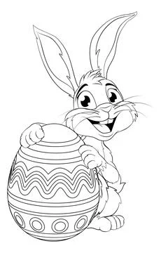 Easter Bunny and Chocolate Egg Rabbit Cartoon Stock Illustration