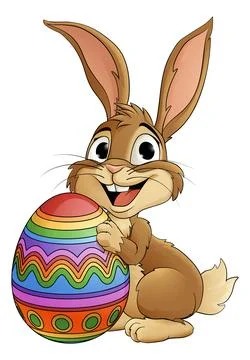 Easter Bunny and Chocolate Egg Rabbit Cartoon Stock Illustration