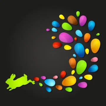 Easter bunny and colored eggs Illustrazione stock