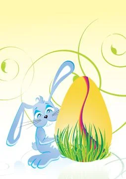 Easter bunny and easter egg, vector illustration Illustrazione stock