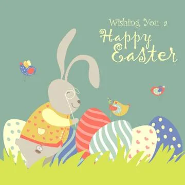 Easter bunny and easter egg Stock Illustration