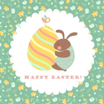 Easter bunny and easter egg Stock Illustration