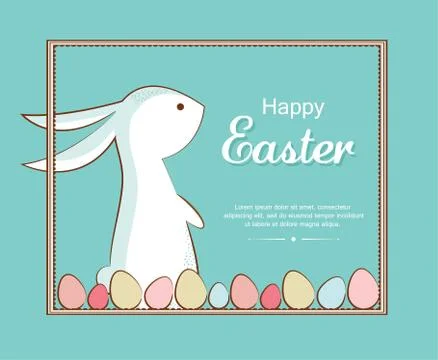 Easter bunny and Easter eggs. greeting card Stock Illustration