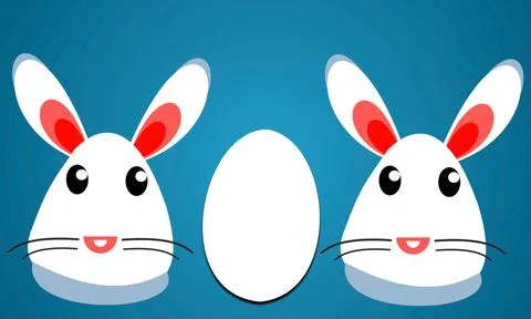 Easter bunny and egg on the blue background Stock Illustration