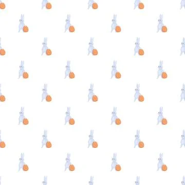 Easter bunny and egg seamless pattern background Illustrazione stock