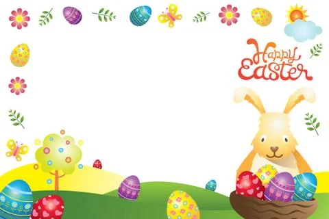 Easter with Bunny and Eggs Frame Stock Illustration
