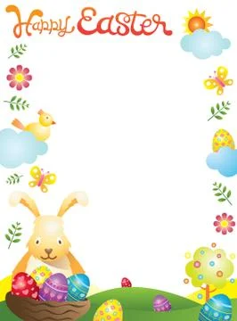 Easter with Bunny and Eggs Frame Stock Illustration