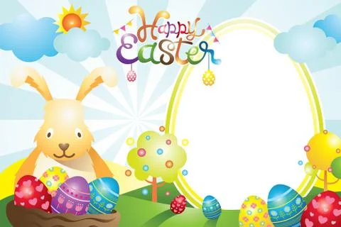 Easter with Bunny and Eggs Frame Stock Illustration