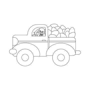 Easter bunny and eggs outline Stock Illustration