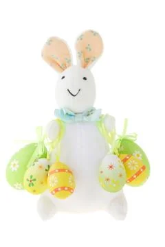 Easter bunny and eggs Stock Photos