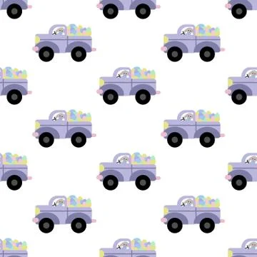 Easter bunny and eggs seamless pattern イラスト素材