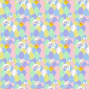 Easter bunny and eggs seamless pattern Stock Illustration