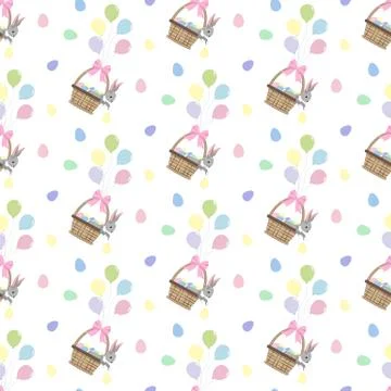 Easter bunny and eggs seamless pattern Illustrazione stock