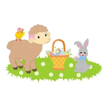 Easter bunny and lamb Stock Illustration