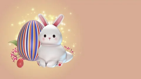 Easter Bunny and Rotating Egg Stock Footage 301819754