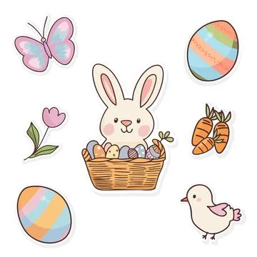 Easter Bunny and Spring Elements Illustration Illustrazione stock