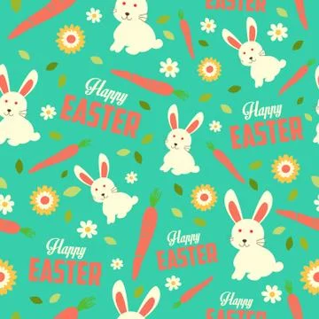 Easter Bunny and Spring Wallpaper Seamless Pattern Background Stock Illustration