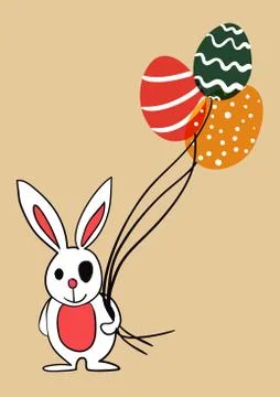 Easter bunny with balloon eggs Illustrazione stock