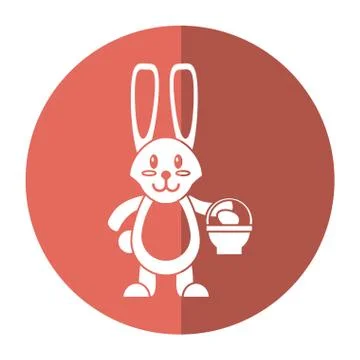 Easter bunny with basket egg shadow Stock Illustration