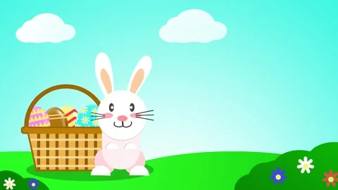 Easter Bunny With Basket Flat Animation Stock-Footage 332184525