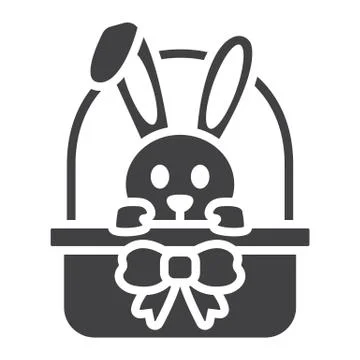 Easter bunny in basket glyph icon, easter Stock Illustration