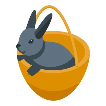 Easter bunny basket icon isometric vector. Cute rabbit Stock Illustration