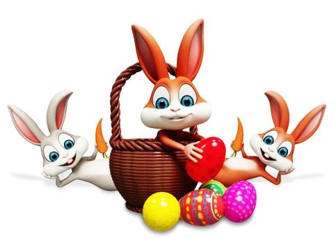 Easter bunny with basket Stock Illustration