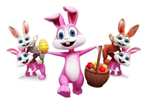 Easter bunny with basket Stock Illustration