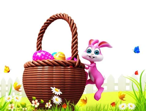 Easter bunny with basket Stock Illustration