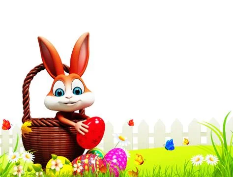 Easter bunny with basket Stock Illustration