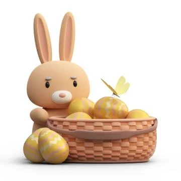 Easter Bunny with a basket Illustrazione stock
