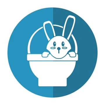 Easter bunny in basket present shadow Stock Illustration