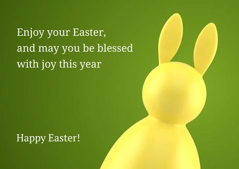 Easter bunny bauble yellow long ears character 3d greeting card design templa Stock Illustration