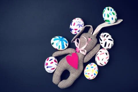 Easter bunny on a black background Stock Photos