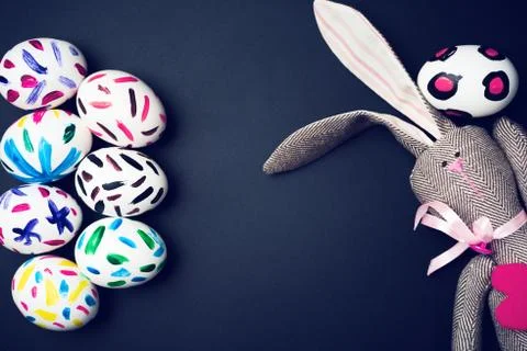 Easter bunny on a black background Stock Photos