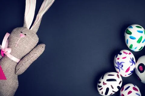 Easter bunny on a black background Stock Photos