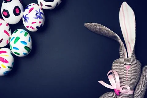 Easter bunny on a black background Stock Photos