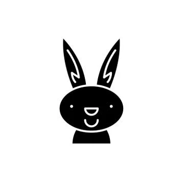 Easter bunny black icon, vector sign on isolated background. Easter bunny Stock Illustration
