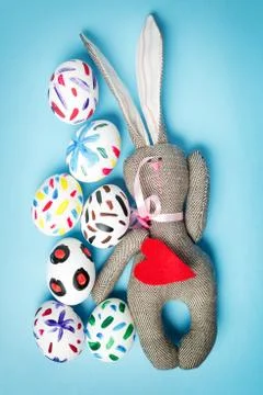 Easter bunny on a blue background Foto stock