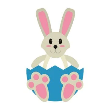 Easter bunny with broken egg Stock Illustration