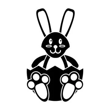 Easter bunny with broken egg pictogram Stock Illustration