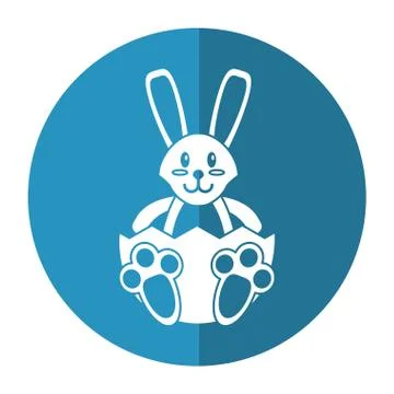 Easter bunny with broken egg shadow Stock Illustration
