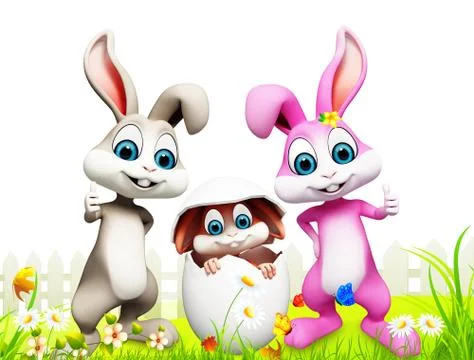 Easter bunny with bunny inside egg Illustrazione stock