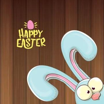 Easter bunny with calligraphic text happy easter isolated on wooned background Illustrazione stock